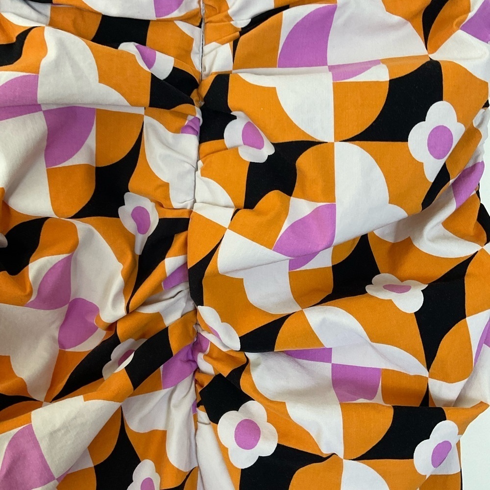 Anthropologie‎ Printed Strapless Slim Ruched Geometric Print Dress​​​​ - Picture 5 of 10